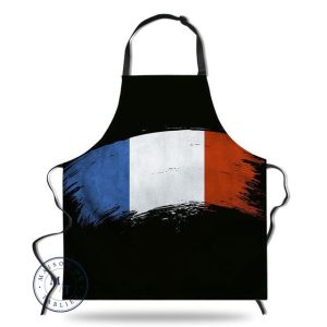 tablier de cuisine bleu blanc rouge