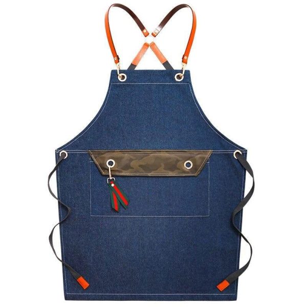 tablier de cuisine denim bleu