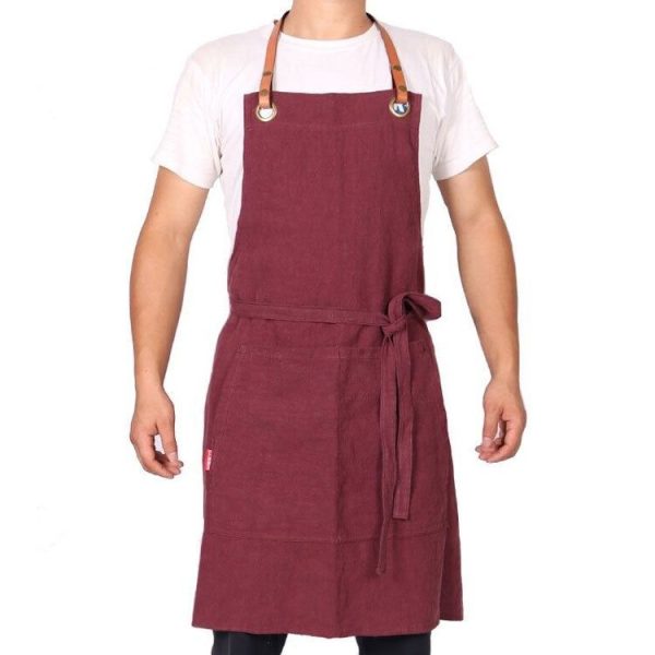 tablier en lin et cuir