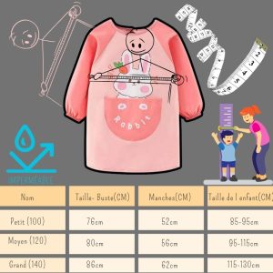 tablier lapin rose pour la rentrée des classes