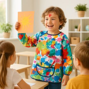 tablier de peinture enfant taches multicolore