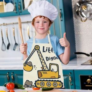 TABLIER DE CUISINE POUR ENFANT FAN DE CAMION ET DE CONSTRUCTION